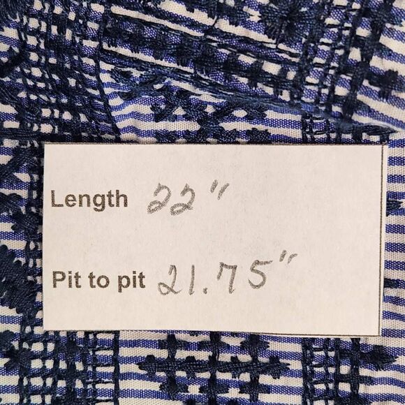 Max Edition Blue and White Stripe Wrap Blouse with Embroidery Size Large - Picture 10 of 10